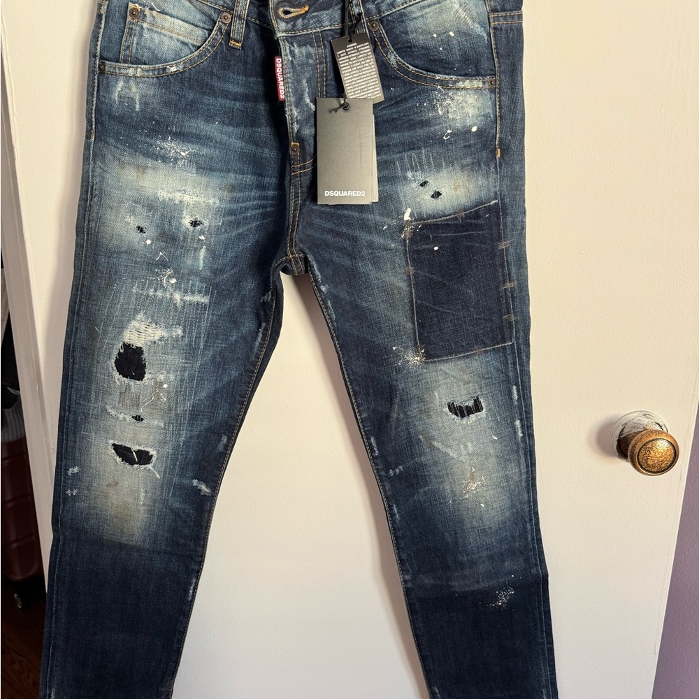 DSQUARED2 Dark Blue Distressed Skinny Jeans